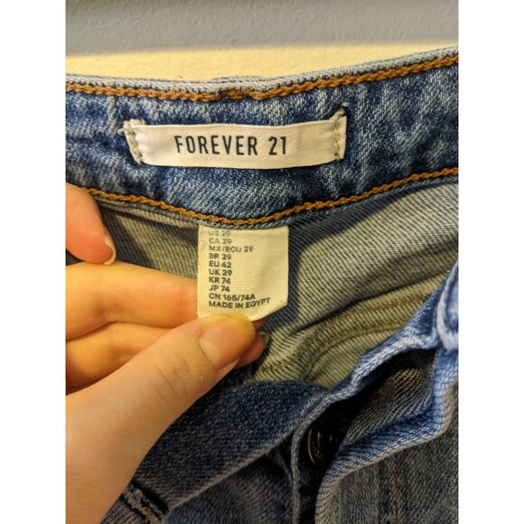 Womens Forever 21 High Rise Button Fly Jeans Skinny Fit Medium Wash Denim 28" - Picture 5 of 7